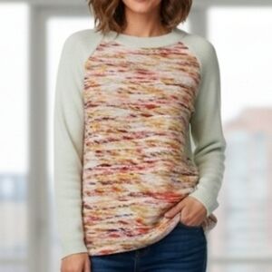 Dolled up Mint with Pastel Pinks and Yellow Sweater Size Large